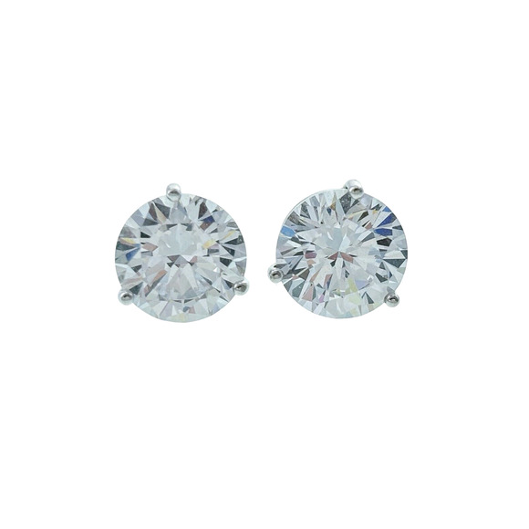 Vintage Sterling Silver 925 10mm Cubic Zirconia Stud Earrings - Picture 1 of 5